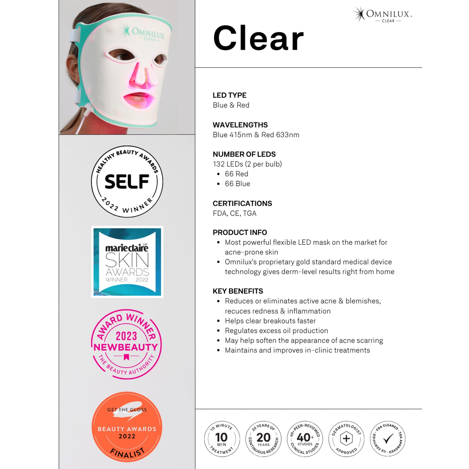 Omnilux Clear LED mask for acne treatment | Metro DC Area Skincare Boutique